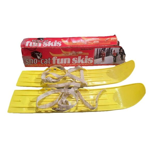 VTG SNO-CAT FUN SKIS SET ORIGINAL Box K-Tel 1975 Snow Toy -Nice! - Picture 1 of 5